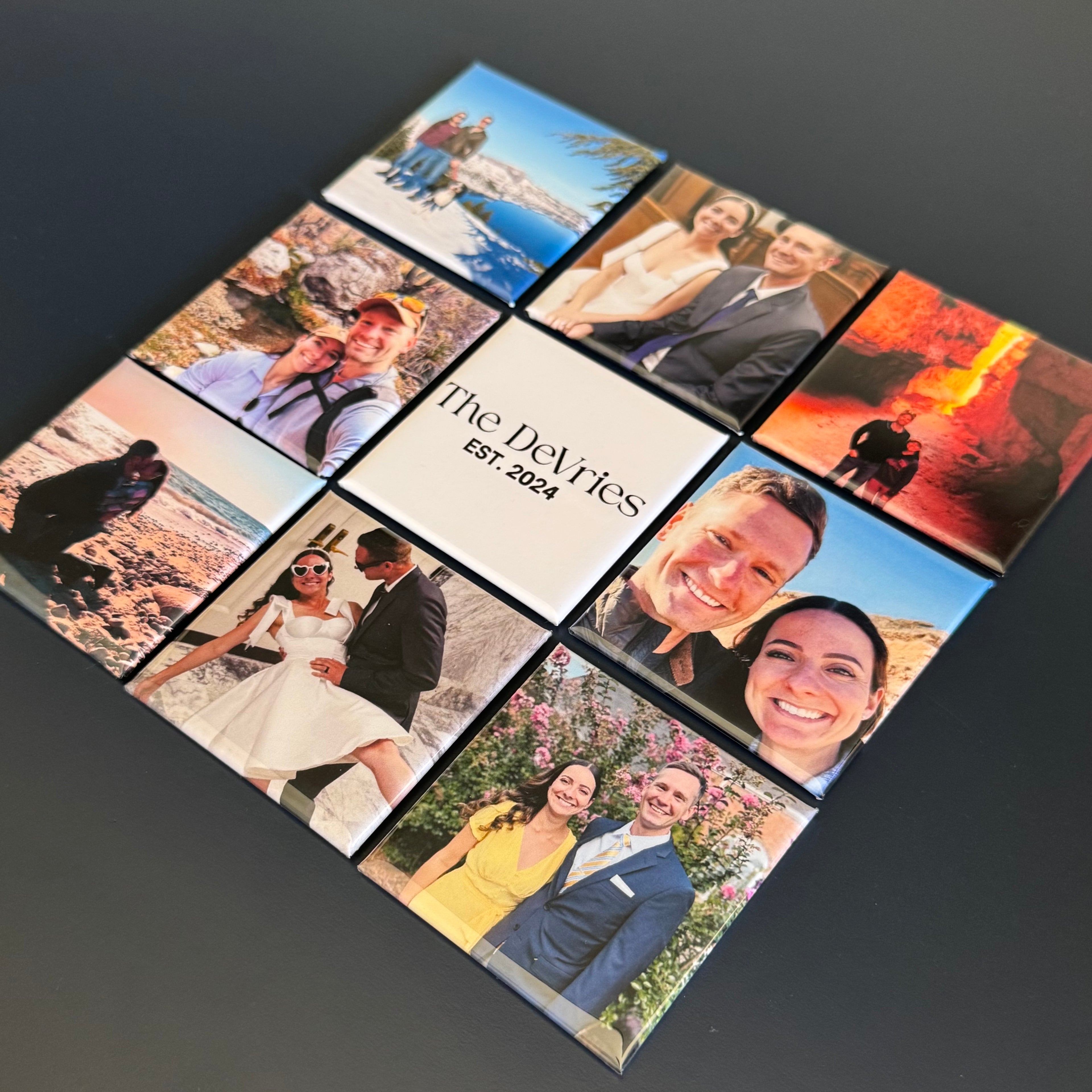 8 Custom Photo Magnets with Custom Graphic Center