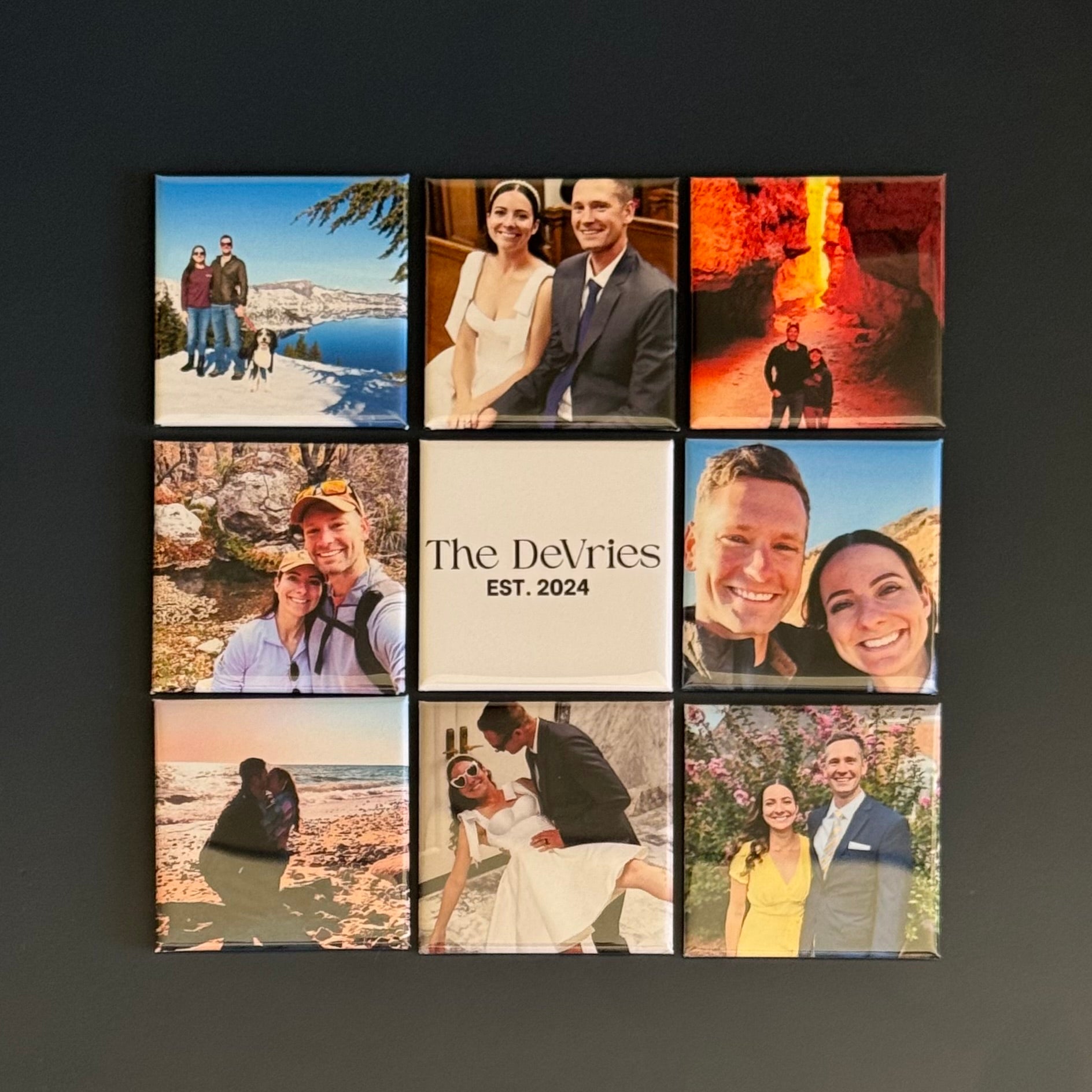 8 Custom Photo Magnets with Custom Graphic Center